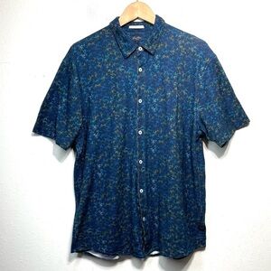 good man brand 100% cotton short sleeve button down print M N261
